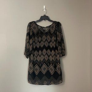 Be Bop Black and Brown Dress with Slit Sleeves - M